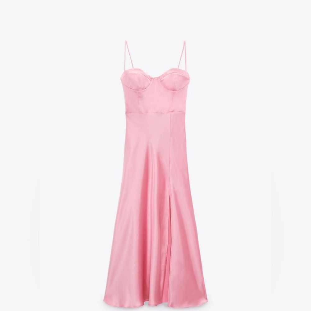 Zara dress satin effect corset party coctail midi dress - Picture 14 of 16